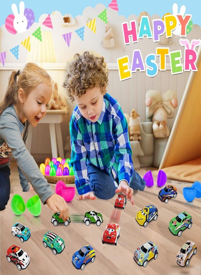 AMENON 24 Pack Prefilled Easter Eggs Pull Back Cars, Easter Basket Essential Toys Colorful Racing Vehicle for Kids Boys Toddlers Egg Hunt Basket Stuffers Filler Surprise Egg Hunt Party Favor Classroom Prize - Image 4